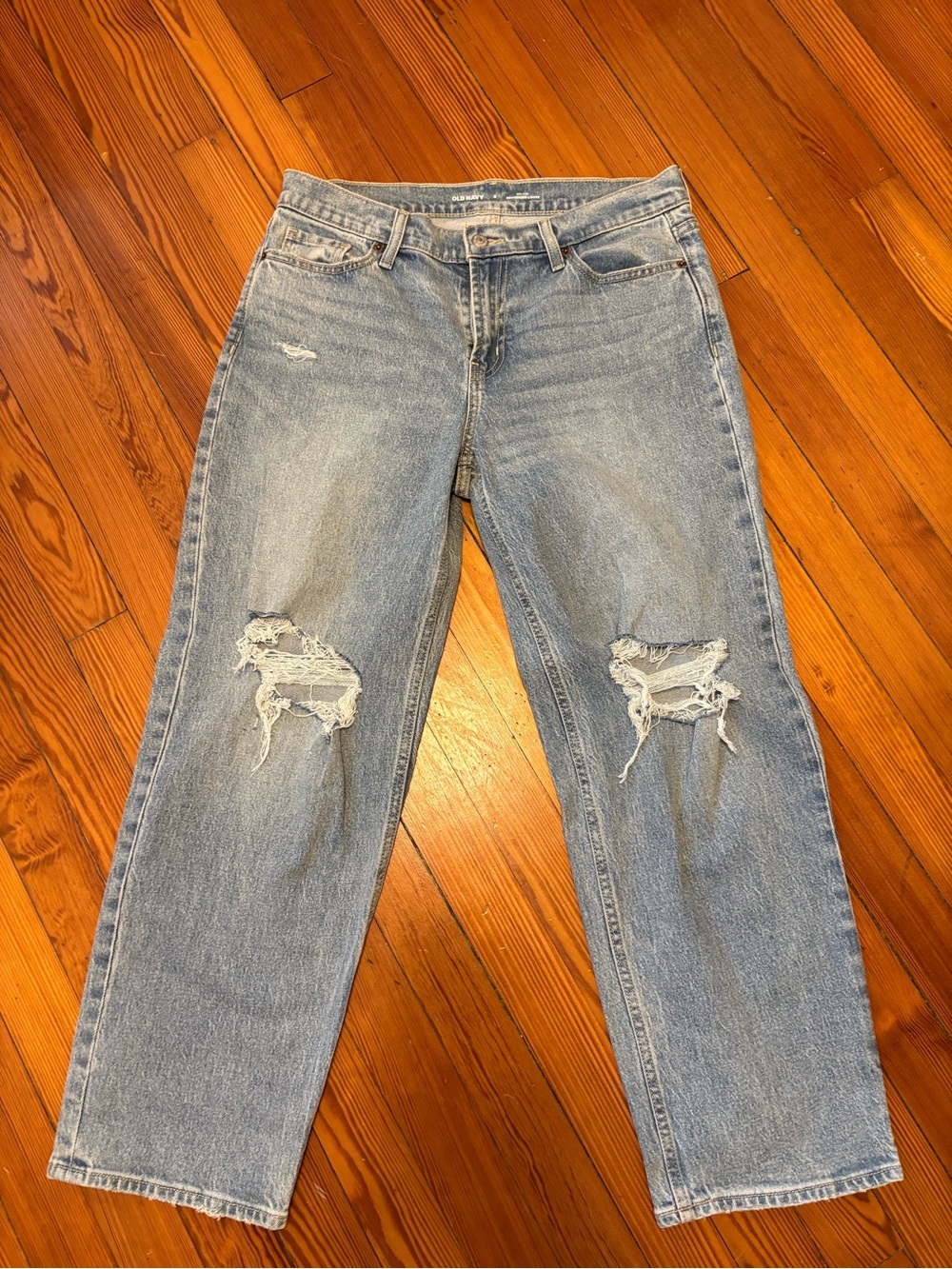 Old Navy Light Blue Distressed Mid-rise Boyfriend Loose Jeans